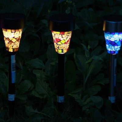  made in china  Solar Powered Fiesta Mosaic Garden Landscape Yard Lawn Path Lamp Light   company